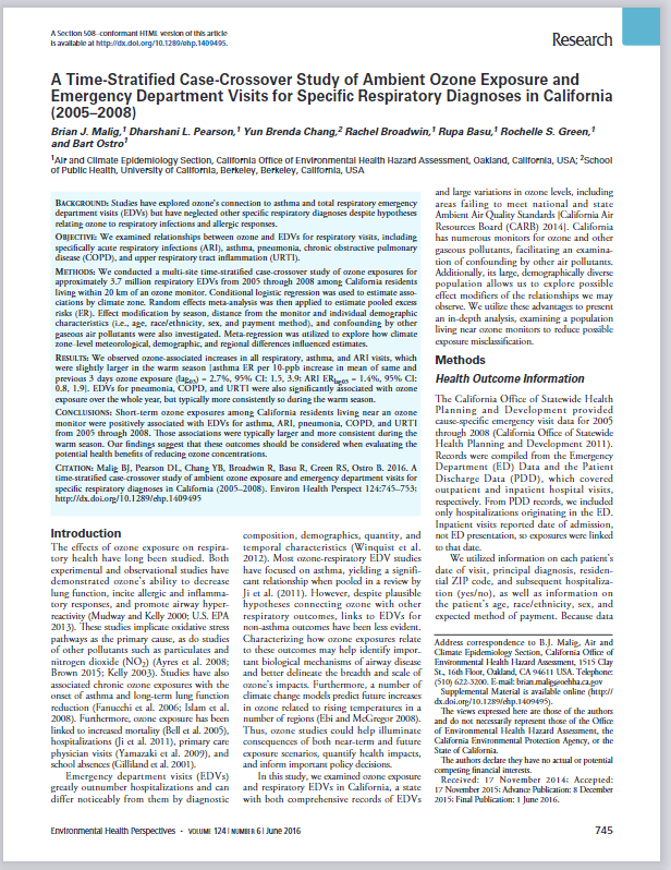 Ozone and Respiratory Emergency Visits
